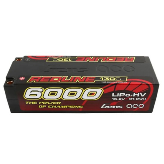 Gens Ace Redline Series 6000mAh 15.2V 130C 4S1P Hard Case HV Ultra LCG LiPo Battery